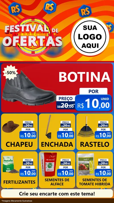 Modelo de Rede Social para Stories com o tema Festival de Ofertas para Agropecuária