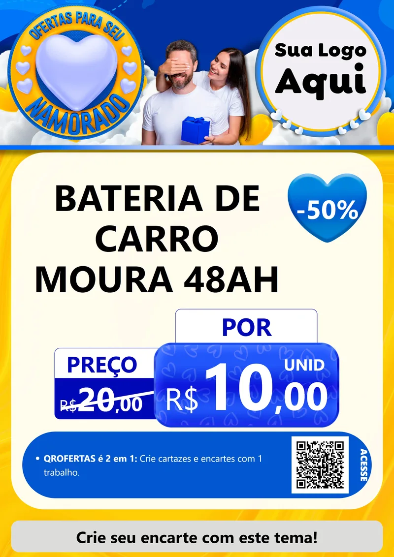 Modelo de Cartaz para Cartaz A4 Vertical com o tema Ofertas Para Seu Namorado para Baterias Elétricas