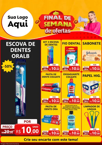 Modelo de Encarte para Encarte A4 Vertical com o tema Final de Semana de Ofertas para Higiene Pessoal