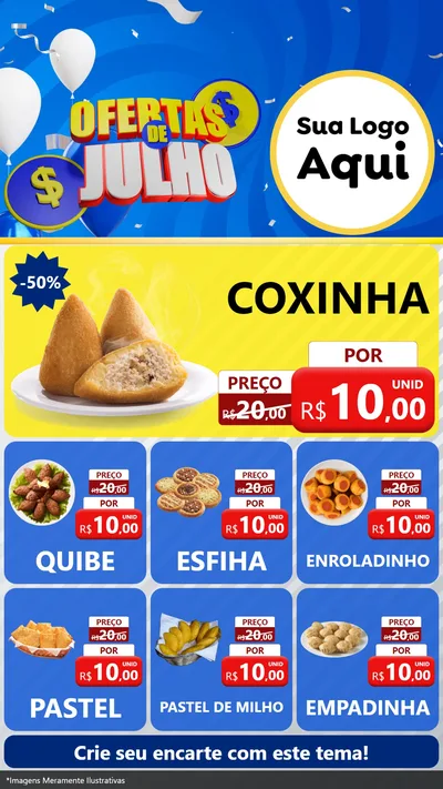 Modelo de Rede Social para Stories com o tema Ofertas de Julho para Salgadaria