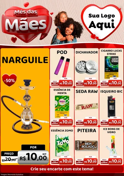 Modelo de Encarte para Encarte A4 Vertical com o tema Mês das Mães para Tabacaria