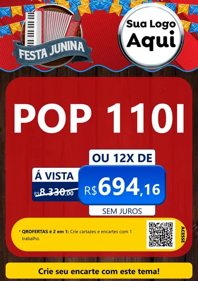 Modelo de Cartaz para Cartaz A4 Vertical com o tema Festa Junina para Concessionaria de Motos