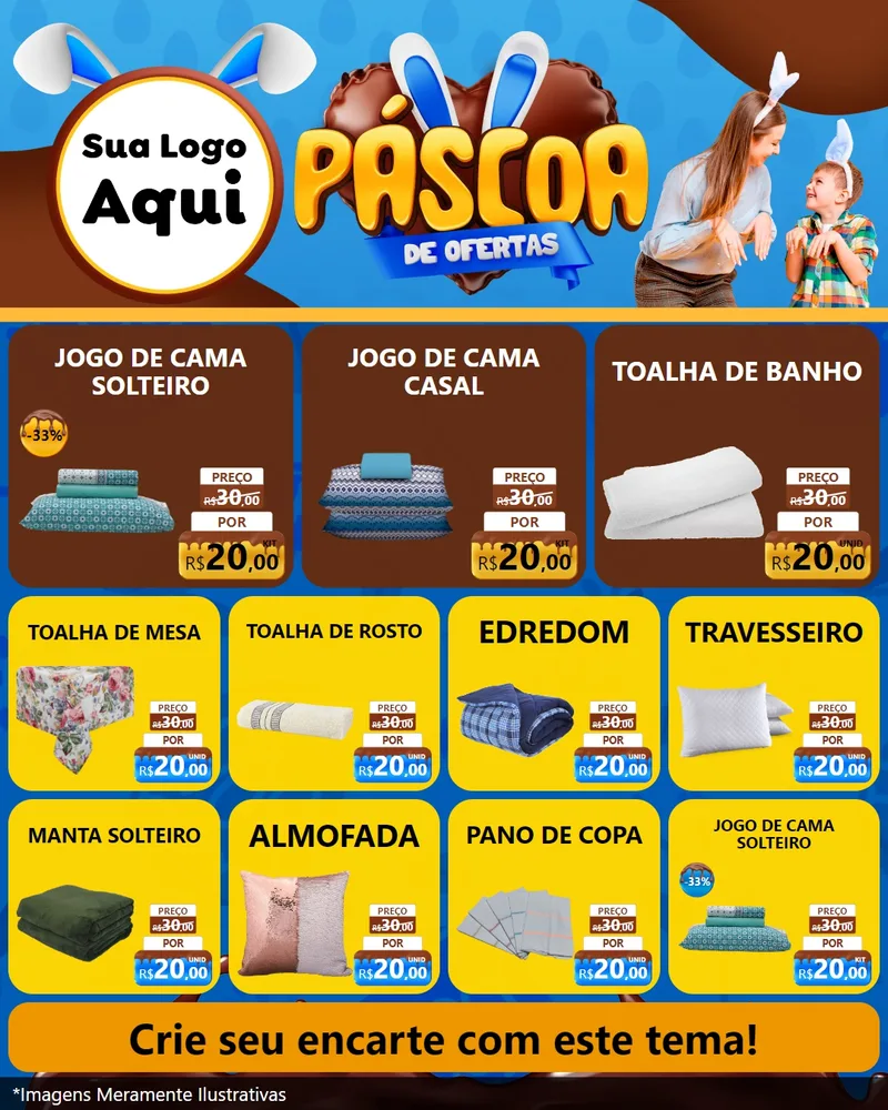 Modelo de Rede Social para Feed Instagram com o tema Páscoa de Ofertas para Cama, Mesa e Banho