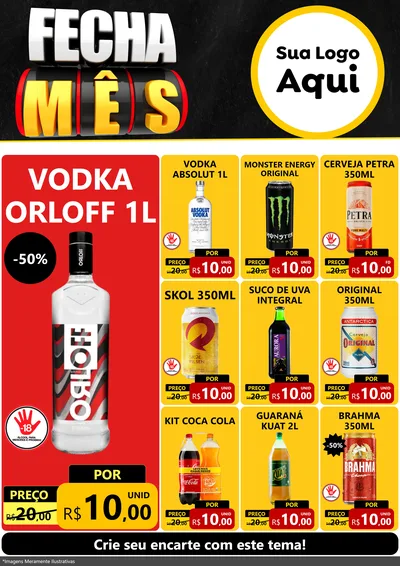 Modelo de Encarte para Encarte A4 Vertical com o tema Fecha Mês para Distribuidora de bebidas