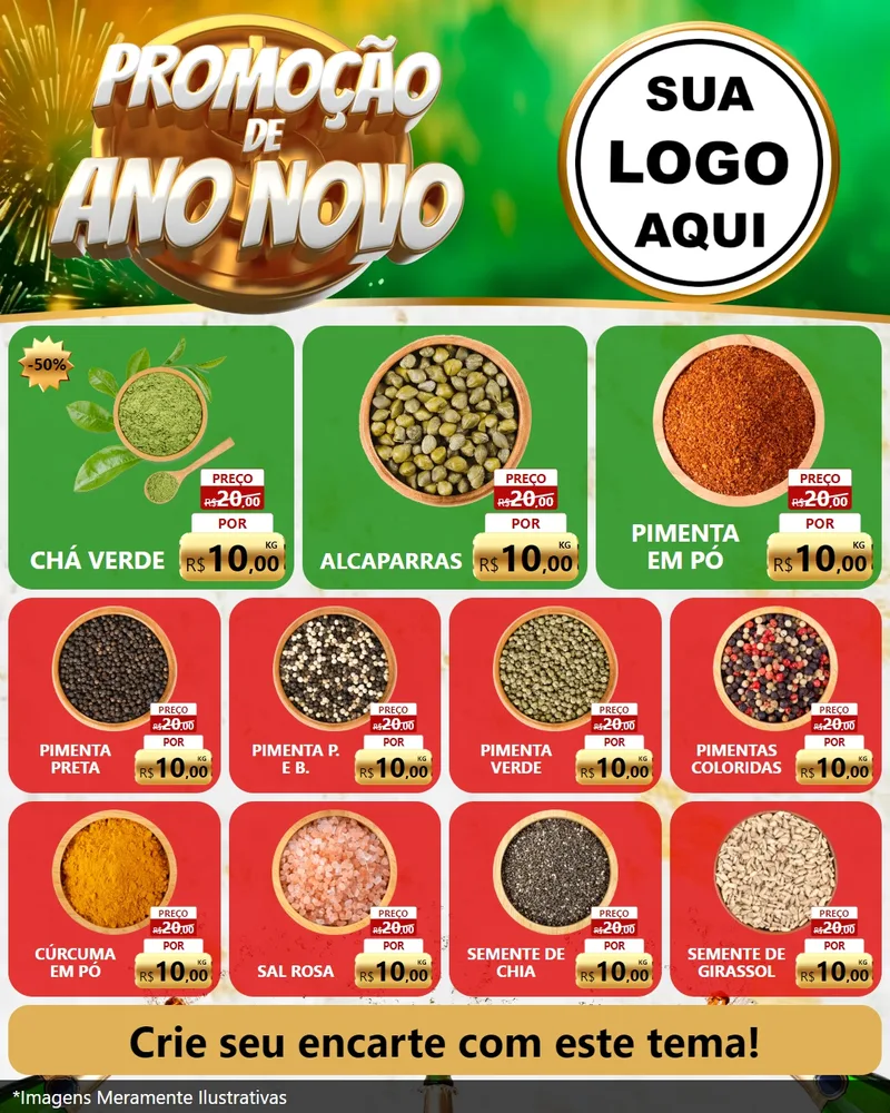Modelo de Rede Social para Feed Instagram com o tema Promoção de Ano Novo para Produtos Naturais