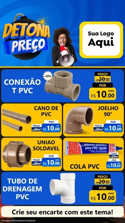 Modelo de TV para TV Vertical com o tema Detona Preços para Tubos e conexões