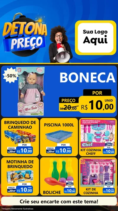 Modelo de Rede Social para Stories com o tema Detona Preços para Brinquedos