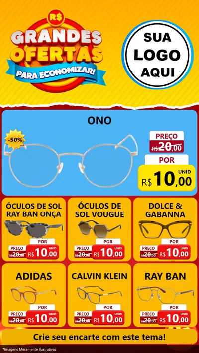 Modelo de Rede Social para Stories com o tema Grandes Ofertas Para Economizar! para Óticas