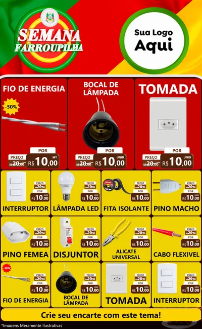 Modelo de Encarte para Encarte Grande com o tema Semana Farroupilha para Materiais Elétricos