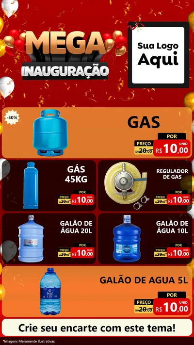 Modelo de TV para TV Vertical com o tema Mega Inauguração para Água e gás
