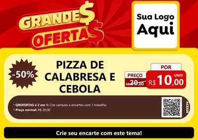 Modelo de Cartaz para Cartaz A4 Horizontal com o tema Grandes Ofertas para Pizzaria