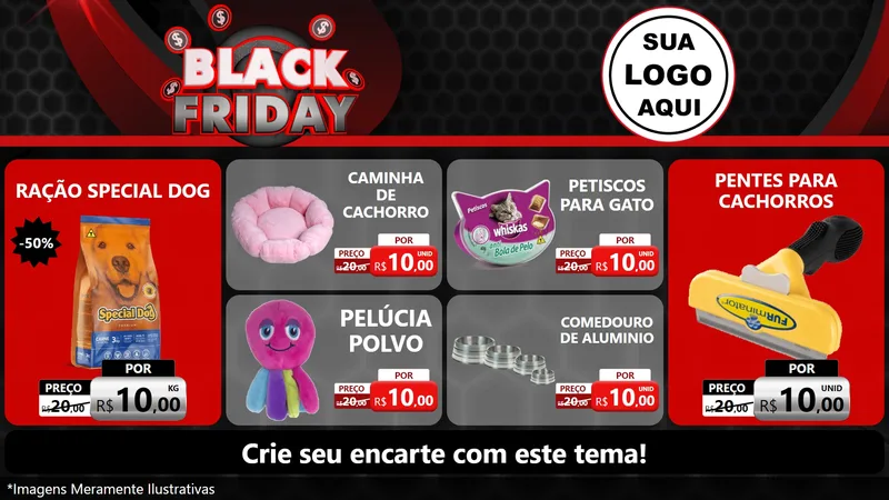 Modelo de TV para TV Horizontal com o tema Black Friday para Pet Shop