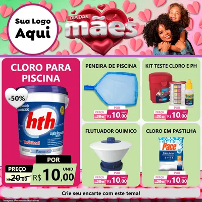 Modelo de Rede Social para Feed Facebook com o tema Dia das Mães para Produtos para Piscina