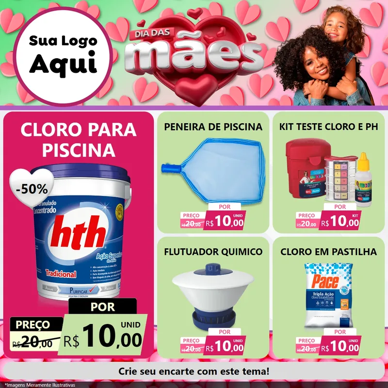 Modelo de Rede Social para Feed Facebook com o tema Dia das Mães para Produtos para Piscina