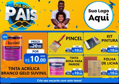 Modelo de Encarte para Encarte A4 Horizontal com o tema Dia dos Pais para Tintas e Ferramentas