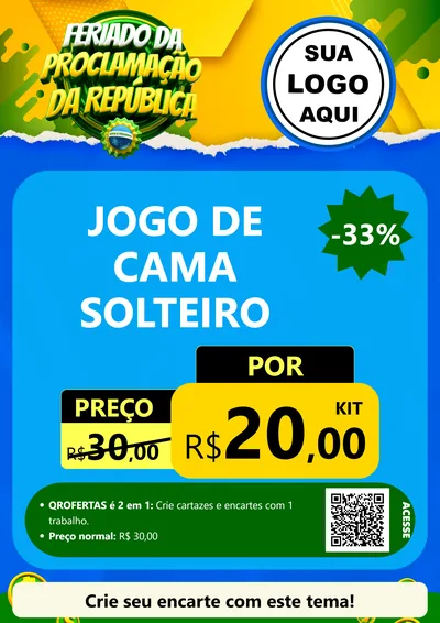 Modelo de Cartaz para Cartaz A4 Vertical com o tema Feriado da Proclamação da República para Cama, Mesa e Banho
