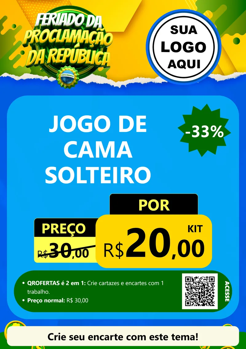 Modelo de Cartaz para Cartaz A4 Vertical com o tema Feriado da Proclamação da República para Cama, Mesa e Banho