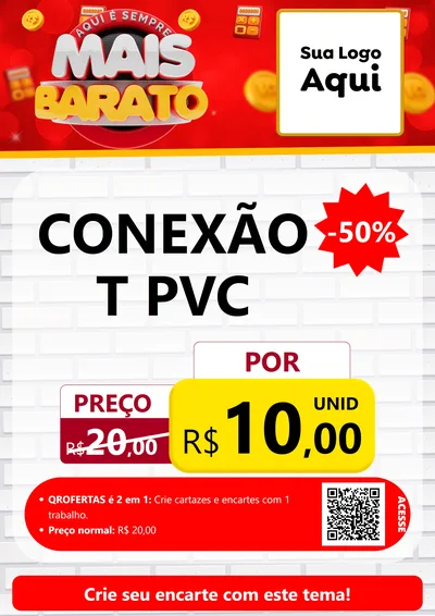 Modelo de Cartaz para Cartaz A4 Vertical com o tema Mais Barato para Tubos e conexões