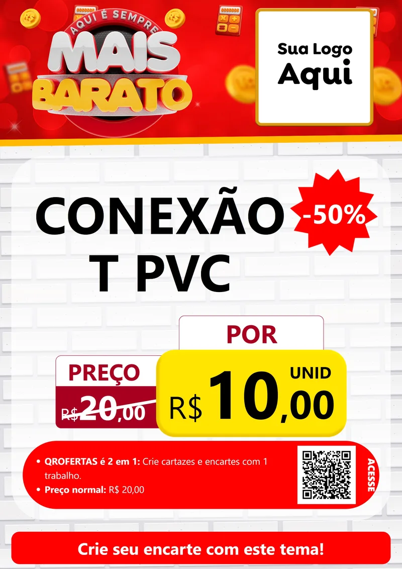 Modelo de Cartaz para Cartaz A4 Vertical com o tema Mais Barato para Tubos e conexões