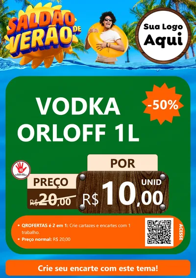 Modelo de Cartaz para Cartaz A4 Vertical com o tema Saldão de Verão para Distribuidora de bebidas