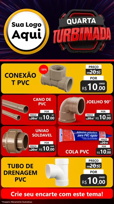 Modelo de TV para TV Vertical com o tema Quarta Turbinada para Tubos e conexões