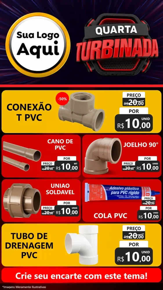Modelo de TV para TV Vertical com o tema Quarta Turbinada para Tubos e conexões