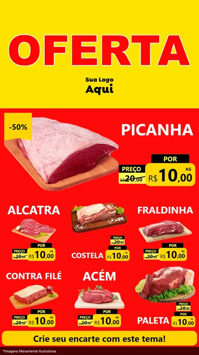Modelo de Rede Social para Stories com o tema OFERTA - Vermelho Cartaz para Açougue