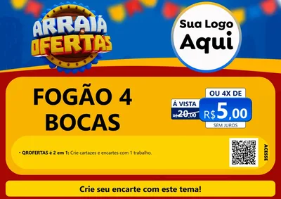 Modelo de Cartaz para Cartaz A4 Horizontal com o tema Arraiá de Ofertas - Junina para Móveis e Eletro