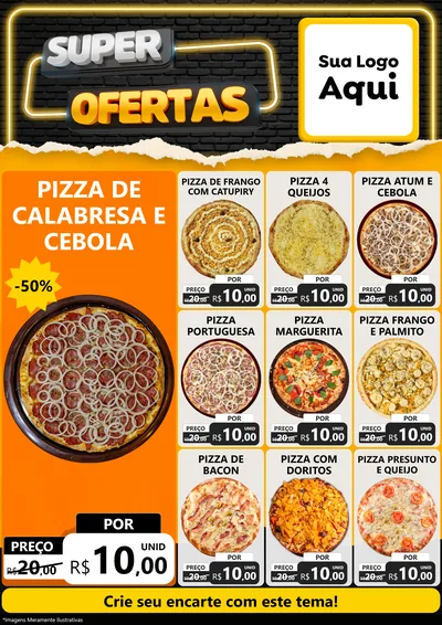 Modelo de Encarte para Encarte A4 Vertical com o tema Super Ofertas para Pizzaria