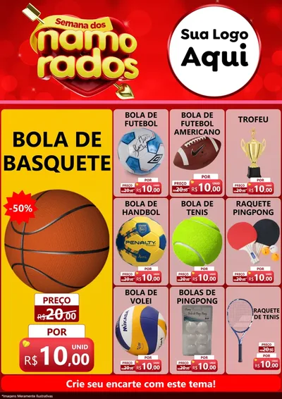 Modelo de Encarte para Encarte A4 Vertical com o tema Semana dos namorados para Artigos Esportivos