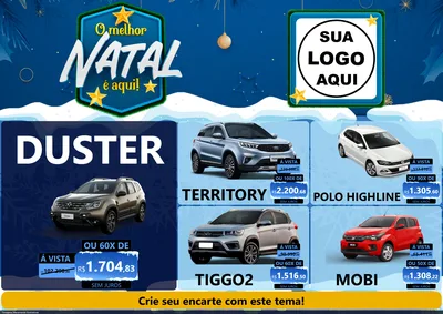 Modelo de Encarte para Encarte A4 Horizontal com o tema O Melhor Natal É Aqui! para Concessionaria de Carros