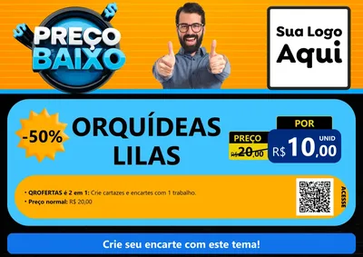 Modelo de Cartaz para Cartaz A4 Horizontal com o tema Preço Baixo para Floricultura e jardim