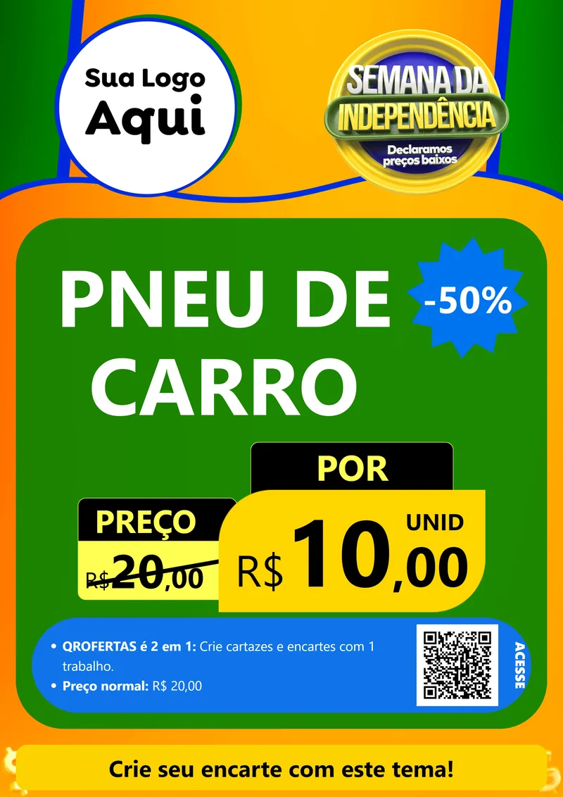 Modelo de Cartaz para Cartaz A4 Vertical com o tema Semana da Independência Declaramos Preços Baixos para Auto peças