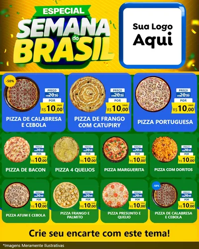 Modelo de Rede Social para Feed Instagram com o tema Especial Semana do Brasil para Pizzaria