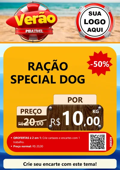 Modelo de Cartaz para Cartaz A4 Vertical com o tema Verão Imbatível para Pet Shop