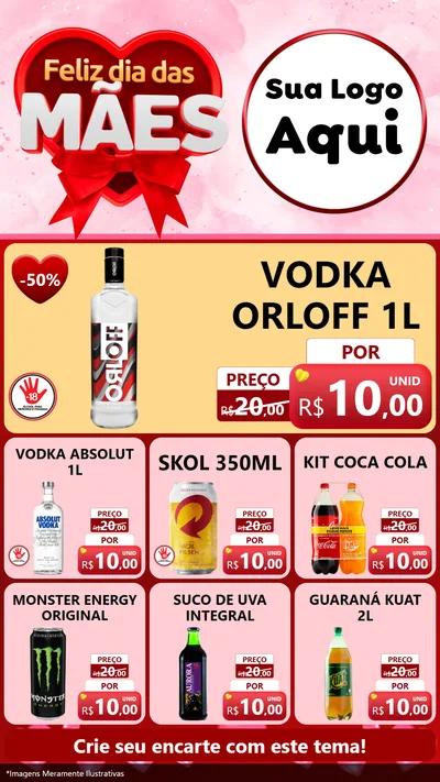 Modelo de Rede Social para Stories com o tema Feliz Dia Das Mães para Distribuidora de bebidas