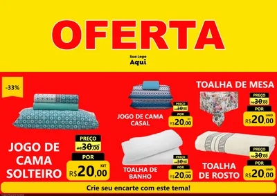 Modelo de Encarte para Encarte A4 Horizontal com o tema OFERTA - Vermelho Cartaz para Cama, Mesa e Banho