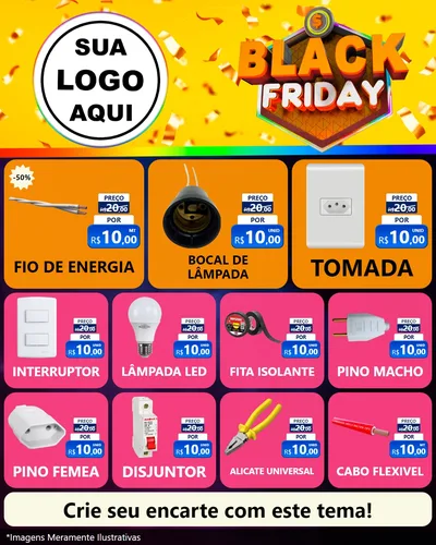 Modelo de Rede Social para Feed Instagram com o tema Black Friday para Materiais Elétricos