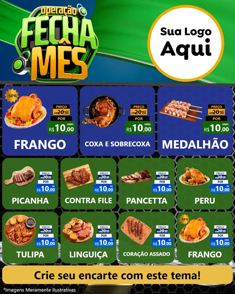 Modelo de Rede Social para Feed Instagram com o tema Operação Fecha Mês para Assados