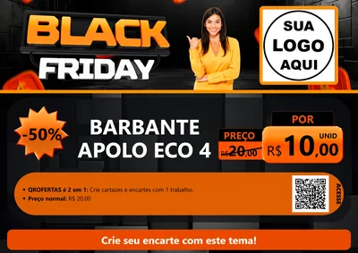 Modelo de Cartaz para Cartaz A4 Horizontal com o tema Black Friday para Armarinho e Aviamentos