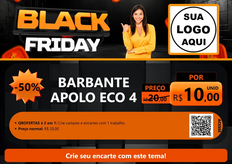 Modelo de Cartaz para Cartaz A4 Horizontal com o tema Black Friday para Armarinho e Aviamentos