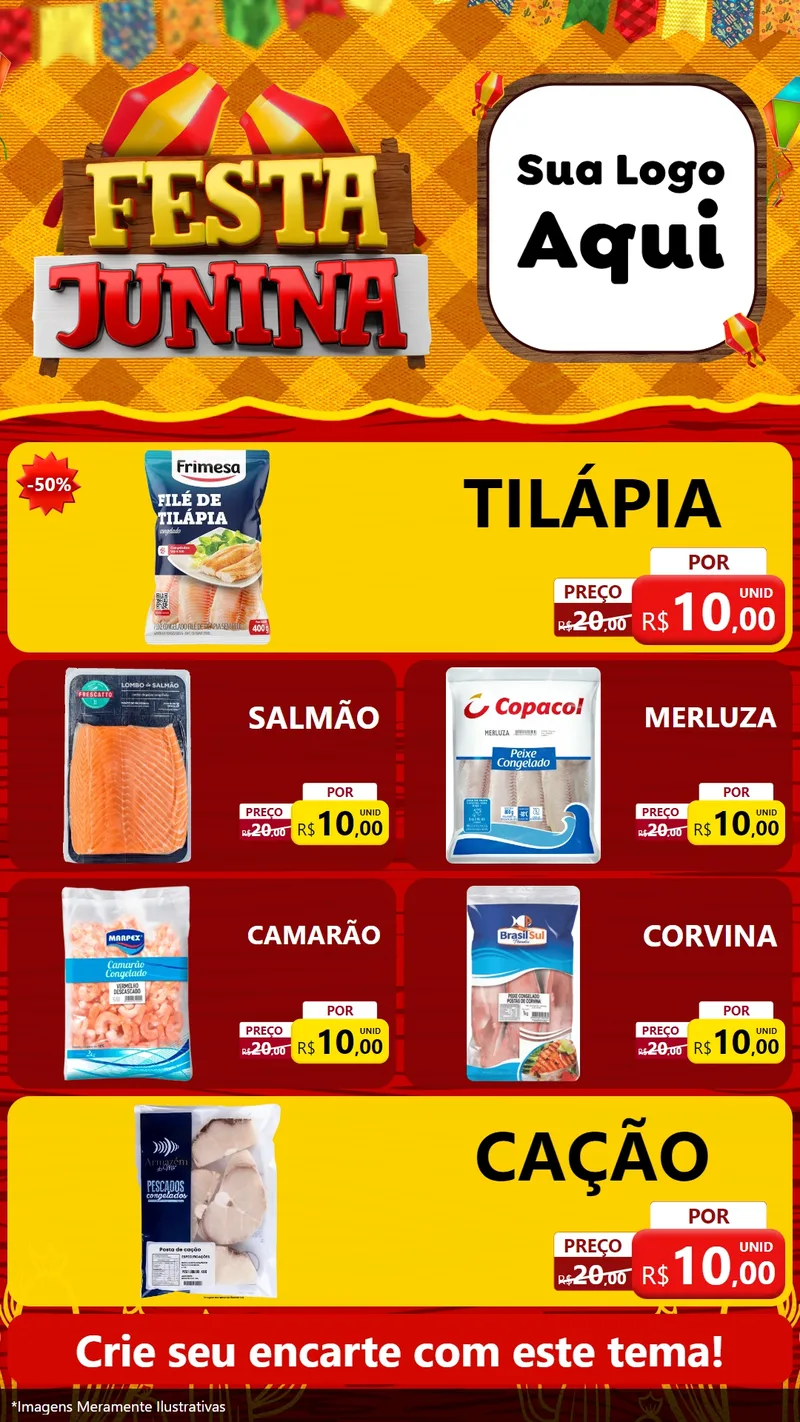 Modelo de TV para TV Vertical com o tema Festa Junina para Peixaria