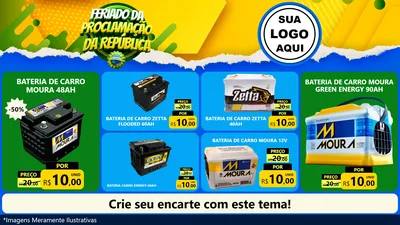 Modelo de TV para TV Horizontal com o tema Feriado da Proclamação da República para Baterias Elétricas