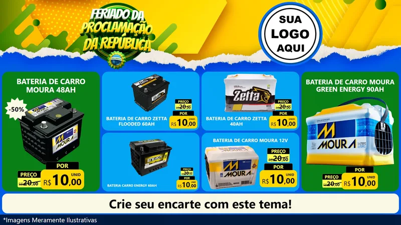 Modelo de TV para TV Horizontal com o tema Feriado da Proclamação da República para Baterias Elétricas