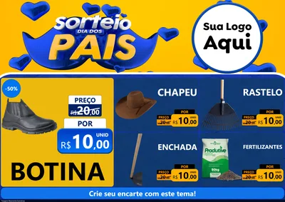 Modelo de Encarte para Encarte A4 Horizontal com o tema Sorteio Dia dos Pais para Agropecuária