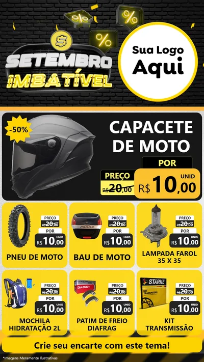 Modelo de Rede Social para Stories com o tema Setembro Imbatível para Moto peças