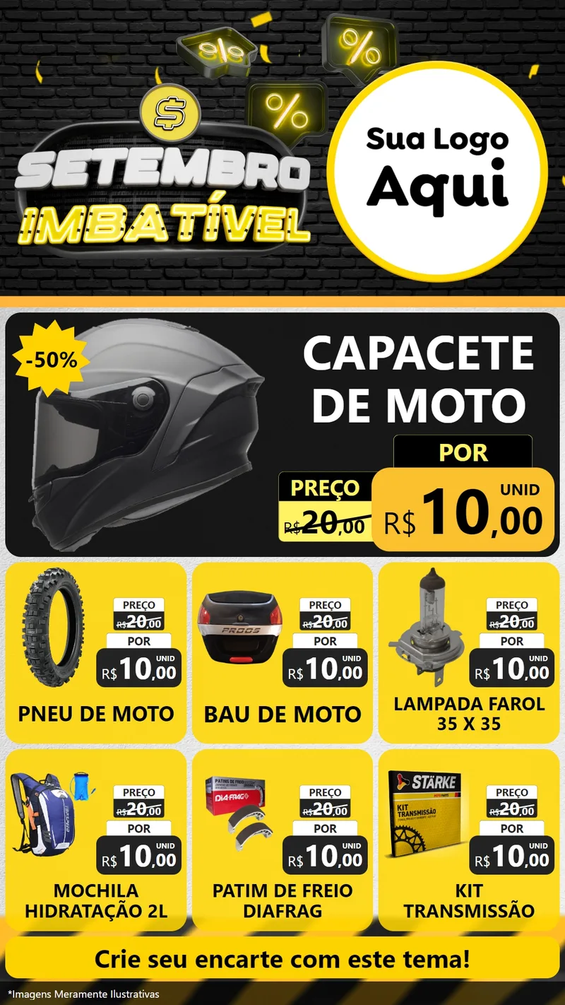 Modelo de Rede Social para Stories com o tema Setembro Imbatível para Moto peças