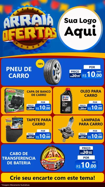 Modelo de TV para TV Vertical com o tema Arraiá de Ofertas - Junina para Auto peças