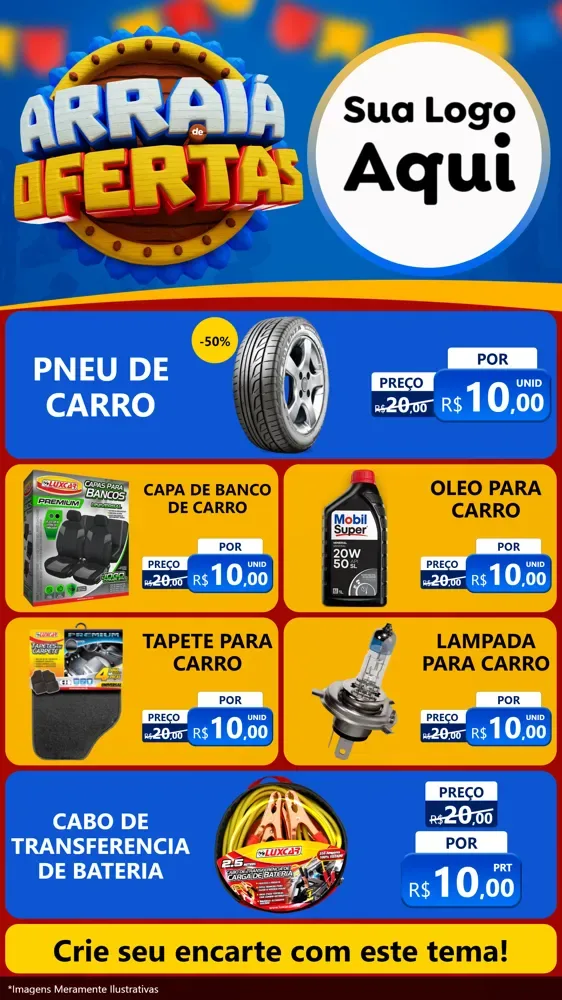 Modelo de TV para TV Vertical com o tema Arraiá de Ofertas - Junina para Auto peças