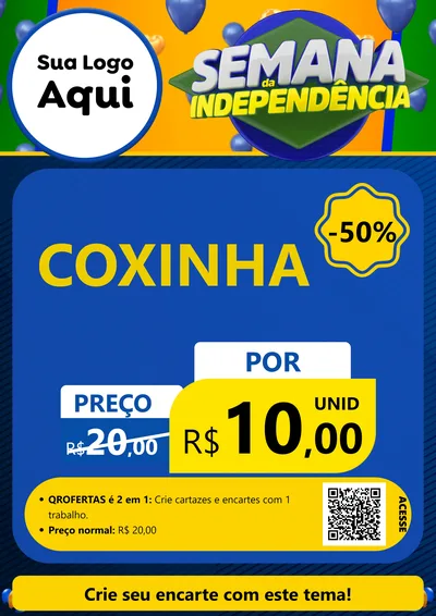 Modelo de Cartaz para Cartaz A4 Vertical com o tema Semana da Independência para Salgadaria